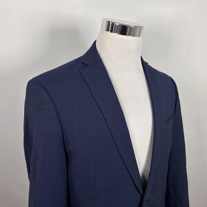 Murano 42R Slim Fit Sport Coat Wool Blend Blue Knit Two Button Double Vented